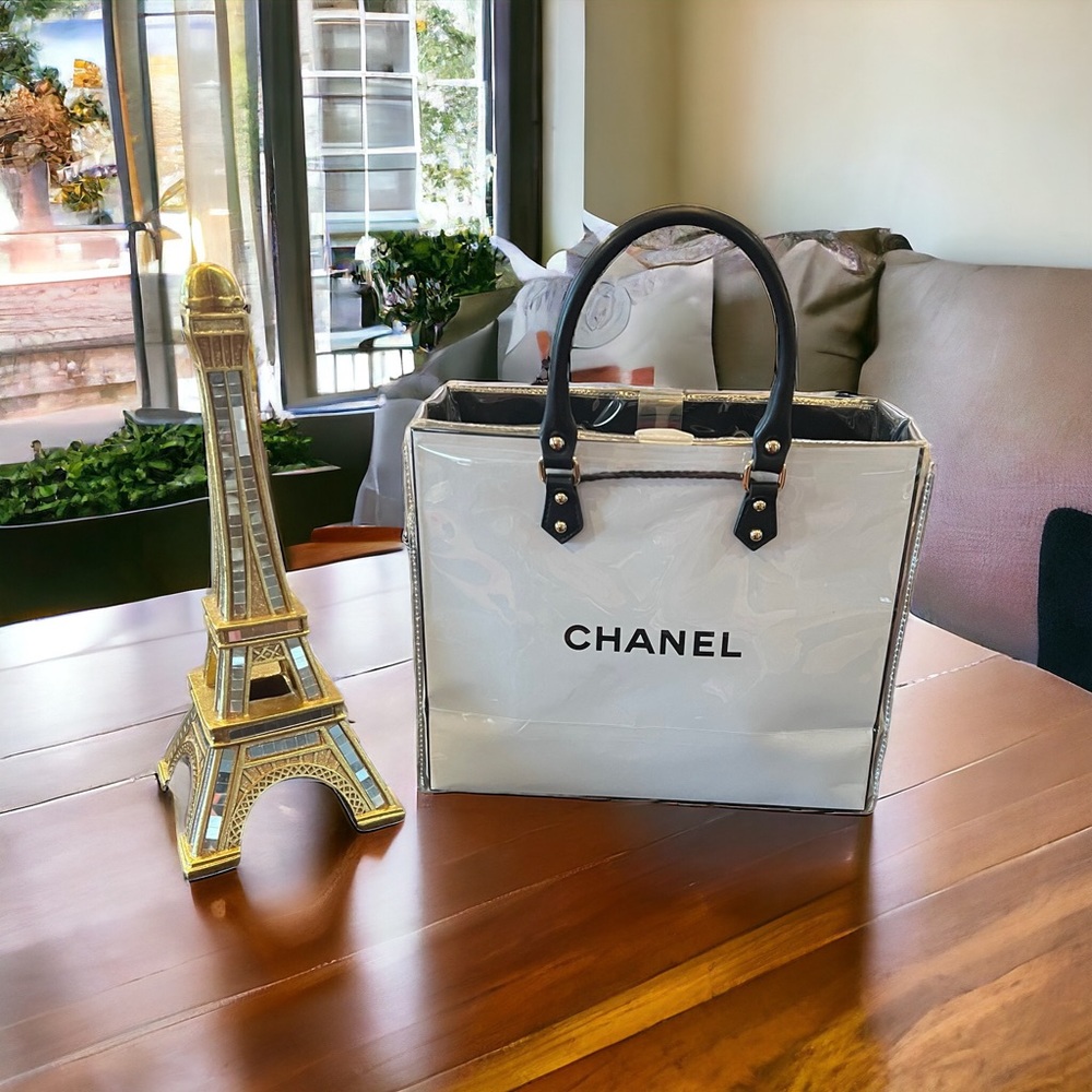 Converted designer shopping bag into a tote bag.